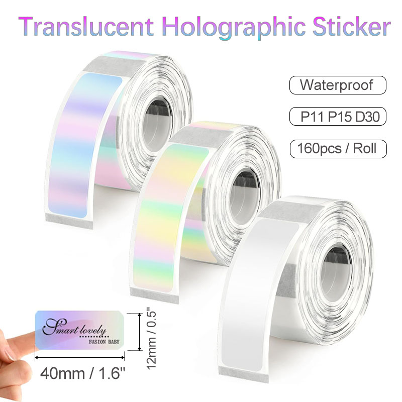 Label Printer Tape - D30 Transparent Holographic Thermal Label Paper