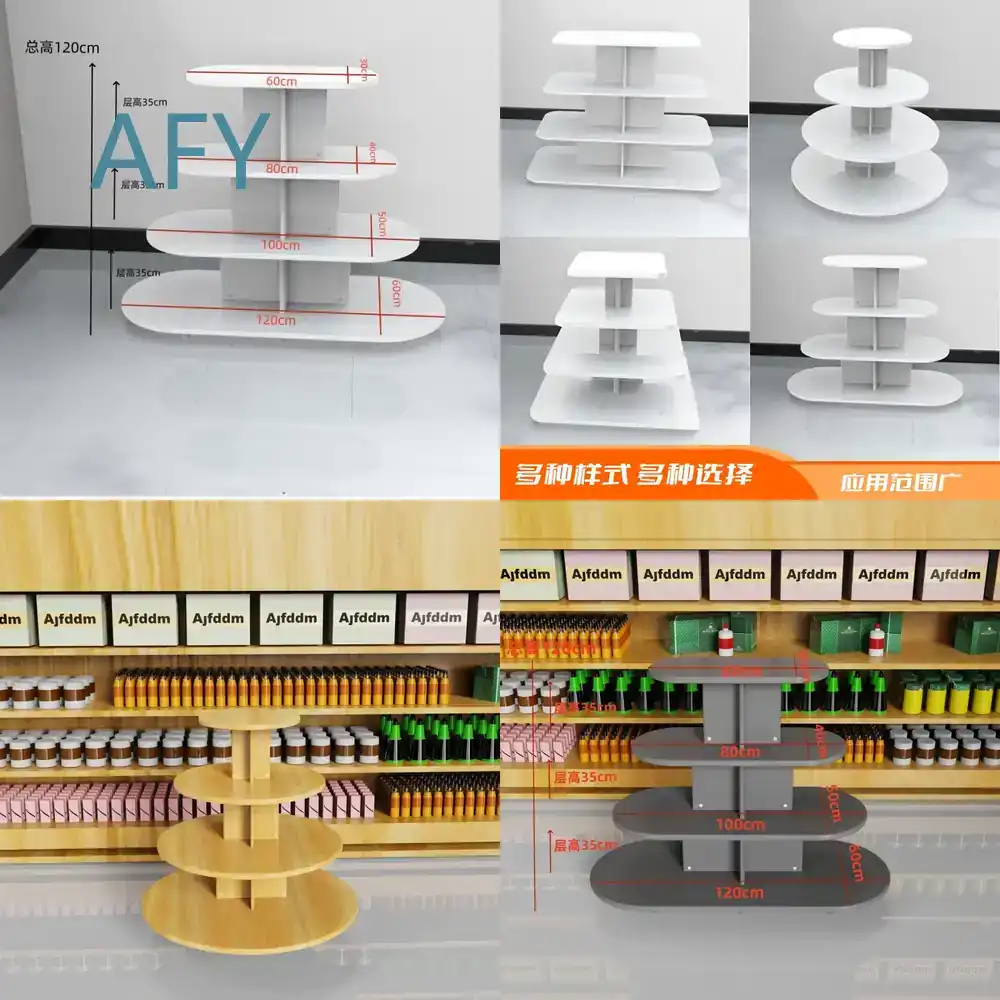 Stationery And Office Supply Stores - Wooden Round Cabinet for Supermarket Convenience