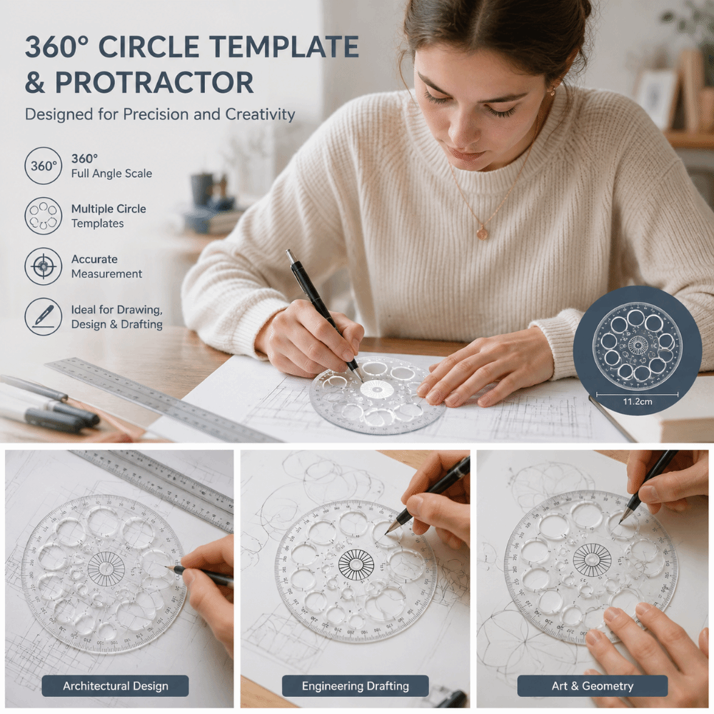 Circular Scale Plastic Ruler T - Ruler Set Transparent 评论和价格