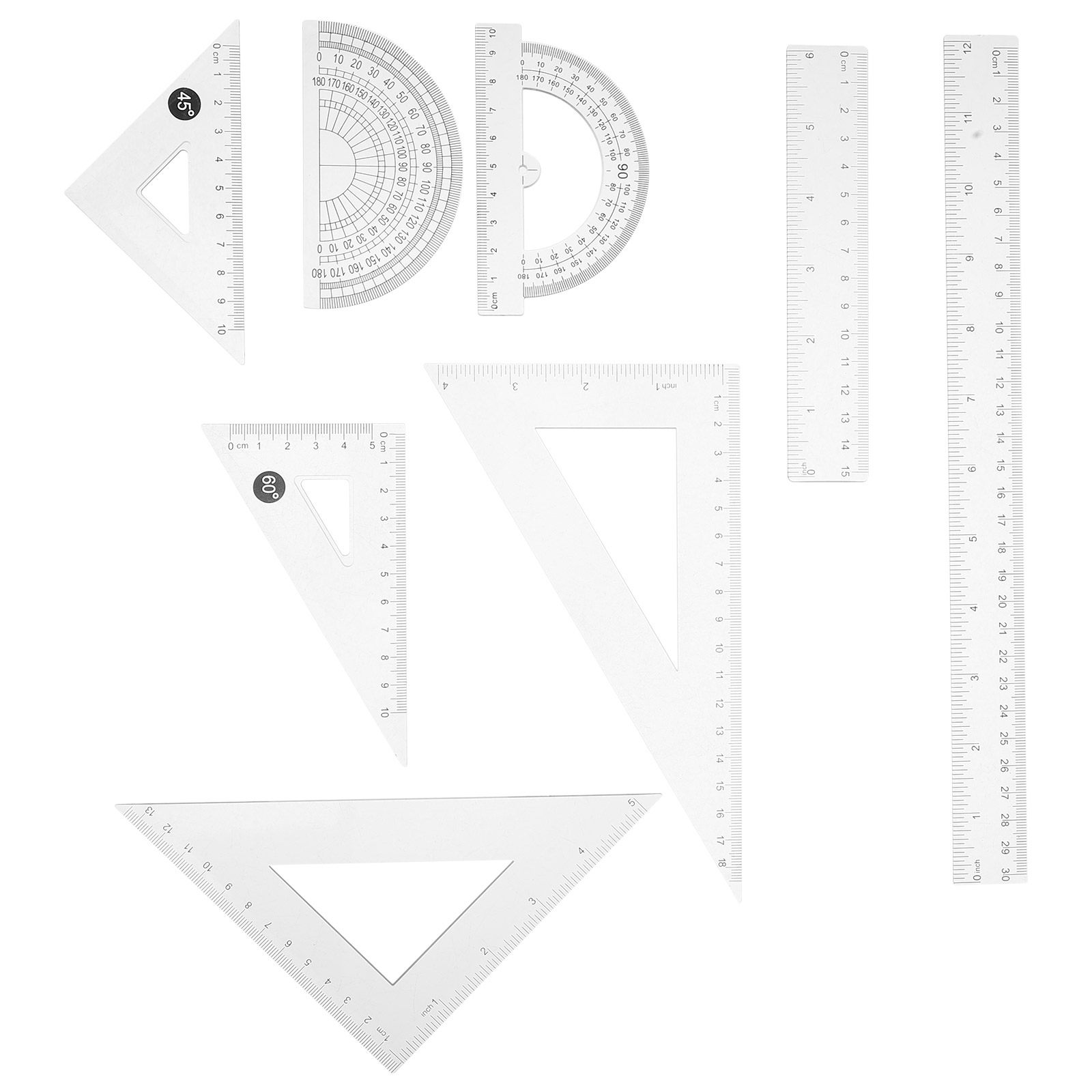 8Pcs Geometry Ruler Set Transp - Ruler Set Transparent 评论和价格