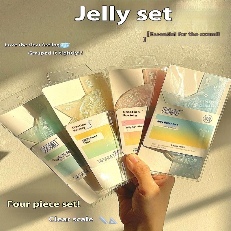 4PCS/Set 15CM Jelly Ruler Set  - Ruler Set Transparent 评论和价格